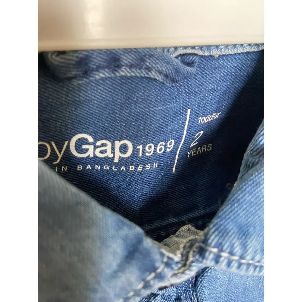 Gap Boys Shirt‎ Size 2 Blue Chambray Worker Mineral Dark Wash Indigo So Soft